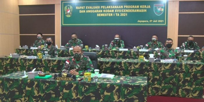 Pangdam XVII/Cenderawasih Pimpin Rapat Evaluasi Progja dan Anggaran Semester I T.A 2021