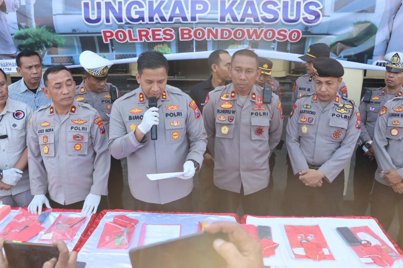 OPS Sikat Semeru 2023, Polres Bondowoso Berhasil Ungkap 14 Kasus Narkoba 16 Tersangka Diamankan