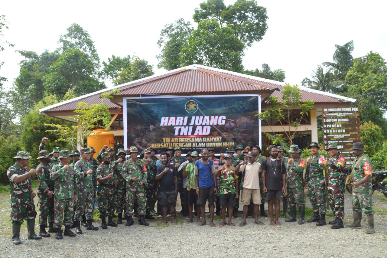 Kodim 1710/Mimika Bersama Masyarakat Kampung Mandiri Jaya Lakukan Penanaman Pohon Dalam Menyambut Hari Juang TNI AD